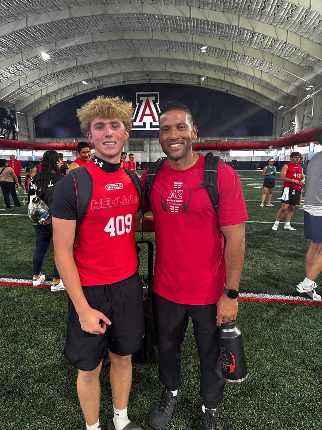 Jax with trainer Alex Zendejas at the University of Arizona camp